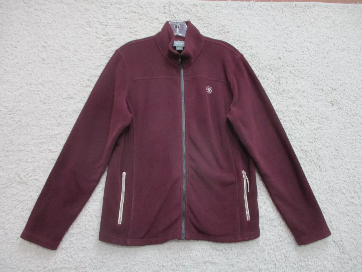 Ariat Sweater Large Adult Red Burgundy Fleece Full Zip Pockets Logo Casual Women