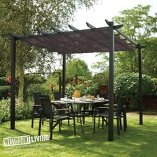RETRACTABLE GARDEN PERGOLA CANOPY SUN SHADE AWNING WEATHERPROOF FREE STANDING
