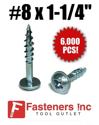 (Qty 6000) Kreg #8 X 1-1/4'' Zinc Coarse Thread Pocket Hole Screws Phil / Square