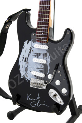 Miniature Guitar Kurt Cobain NIRVANA Black Tribute & Strap ...