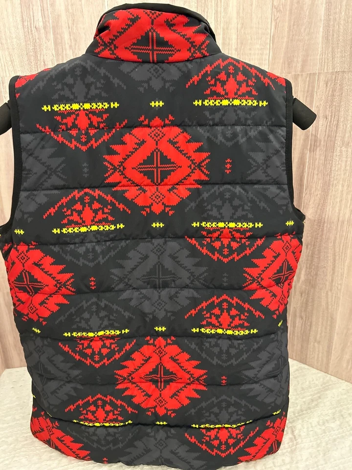 Lauren Ralph Lauren Active Western Puffer Women’s Vest Size Medium Red Yellow - Image 2 of 4