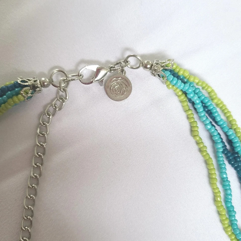 Susan Graver Necklace Turquoise/Green Multi-Stranded Beaded w/ Box - Image 4 of 4