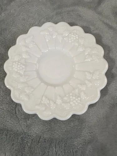 Milk Glass Paneled Grape Pattern Saucer only Westmoreland Vintage 5 3/4" RARE ~