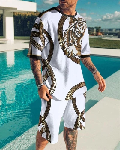 Hot Herren Sommer Outfit 2-Piece Satz Trainingsanzug Kurzarm-T-Shirts Und Shorts - Bild 13 von 24