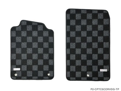 P2M Checkered Flag Front Carpet Floor Mats Set for Chevrolet C5