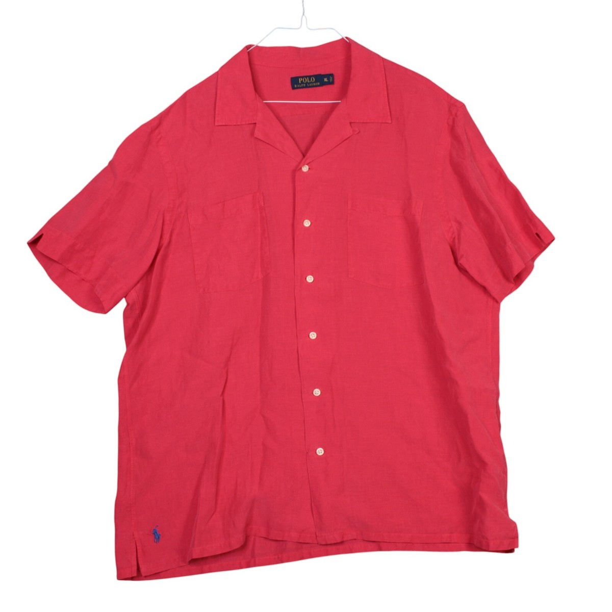 Polo Ralph Lauren Linen Silk Shirt Men XL RED Short Sleeve Beach