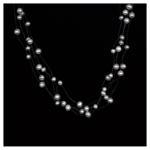 White Freshwater Pearl Illusion Choker 
