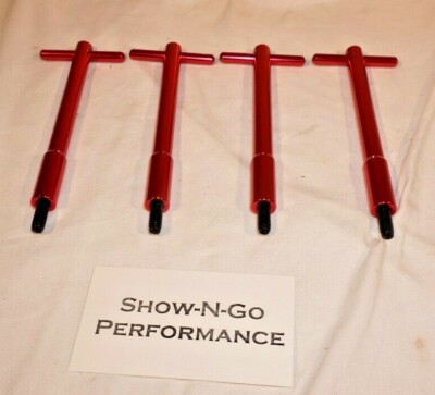 Set of 4 Red Tall T-Bar Valve Cover Hold Downs SBC BBC FORD 302 350 454 Bolts