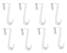 8-Pack Over the Door Hooks – 4.5" Plastic Hangers for Towels & Clothes, White