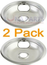 2 Pack White Westinghouse Stove 8" Burner Chrome Drip Pan 316048413
