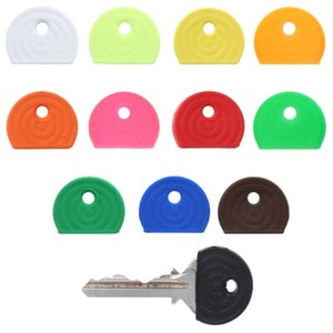 10 x COLOURED KEY CAPS Keyring Top Toppers ID Marker Door Safe Lock ...