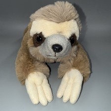 FAO Schwarz Brown Three Toed Sloth Plush 17 Beanbag Stuffed Animal Toy