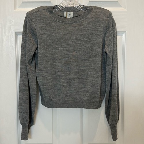 NWT Cami NYC Gama Wool Sweater Silver Metallic Size XS Shoulder Pads Long Sleeve - Picture 4 of 10