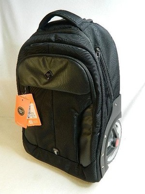 AOKING SLX8021 Rolling BackpackTravel Laptop Bag Black Wheels Telescoping Handle