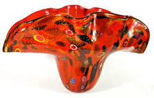 Large Murano Glass Vase With Polychrome And Murrina Inclusions