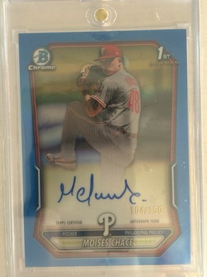 2026 Bowman Chrome Moises Chace  True Blue Auto /150 CPA-MCH Phillies 1st Bowman