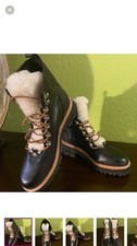 New Marc Fisher LTD Mlizzie Lizzie Ankle Shearling Combat Boots Black 6 Shoes