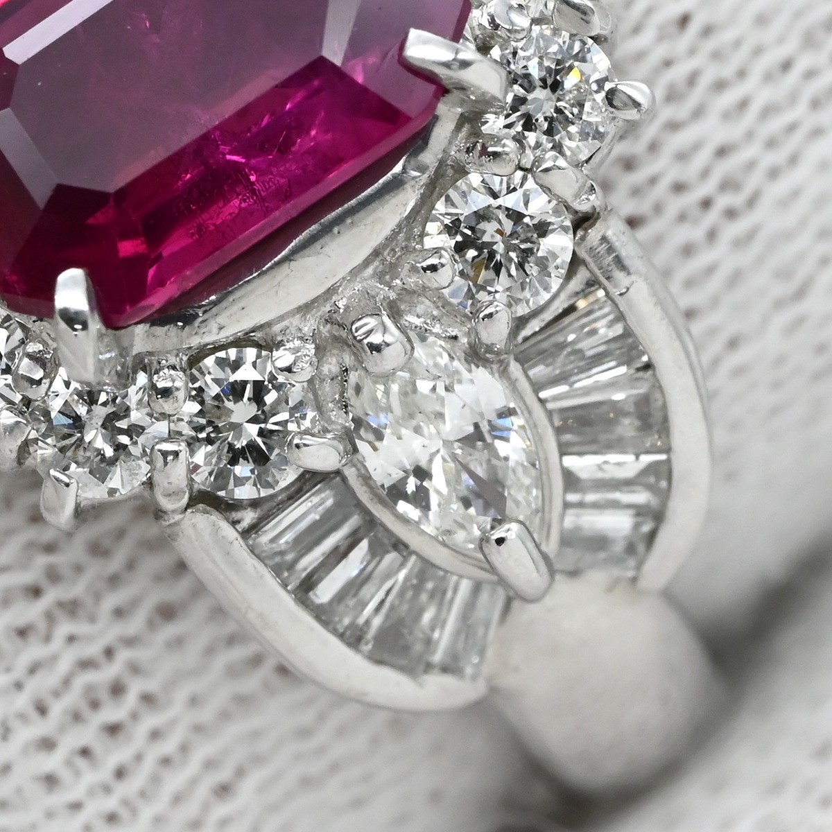 Ring ring Ruby da Earring Pt900 Ruby diamond Plat… - image 6