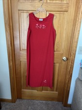 VTG Teddi Red Maxi Floral Dress Sleeveless Woman’s Size Med/Lg - READ