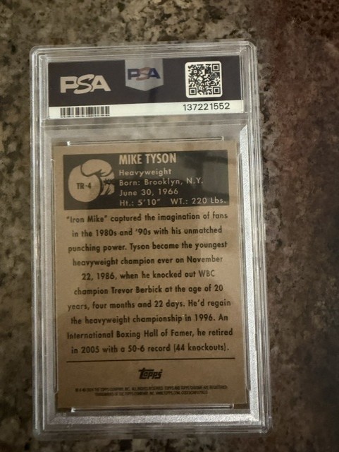 2024 Topps Chrome Boxing Mike Tyson 1051 Ringside PSA 7 RARE view 2