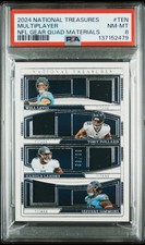 2024 PANINI NATIONAL TREASURES NFL GEAR QUAD MATERIALS MULTIPLAYER 99/99 PSA 8