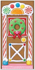 Printed Plastic Indoor/Outdoor Christmas Party Decoration Gingerbread House Door