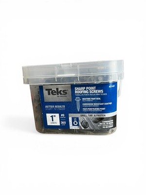 Teks #21401 Roofing Screws 1'' #9 Sharp Point Hex Head 360 Count ITW New