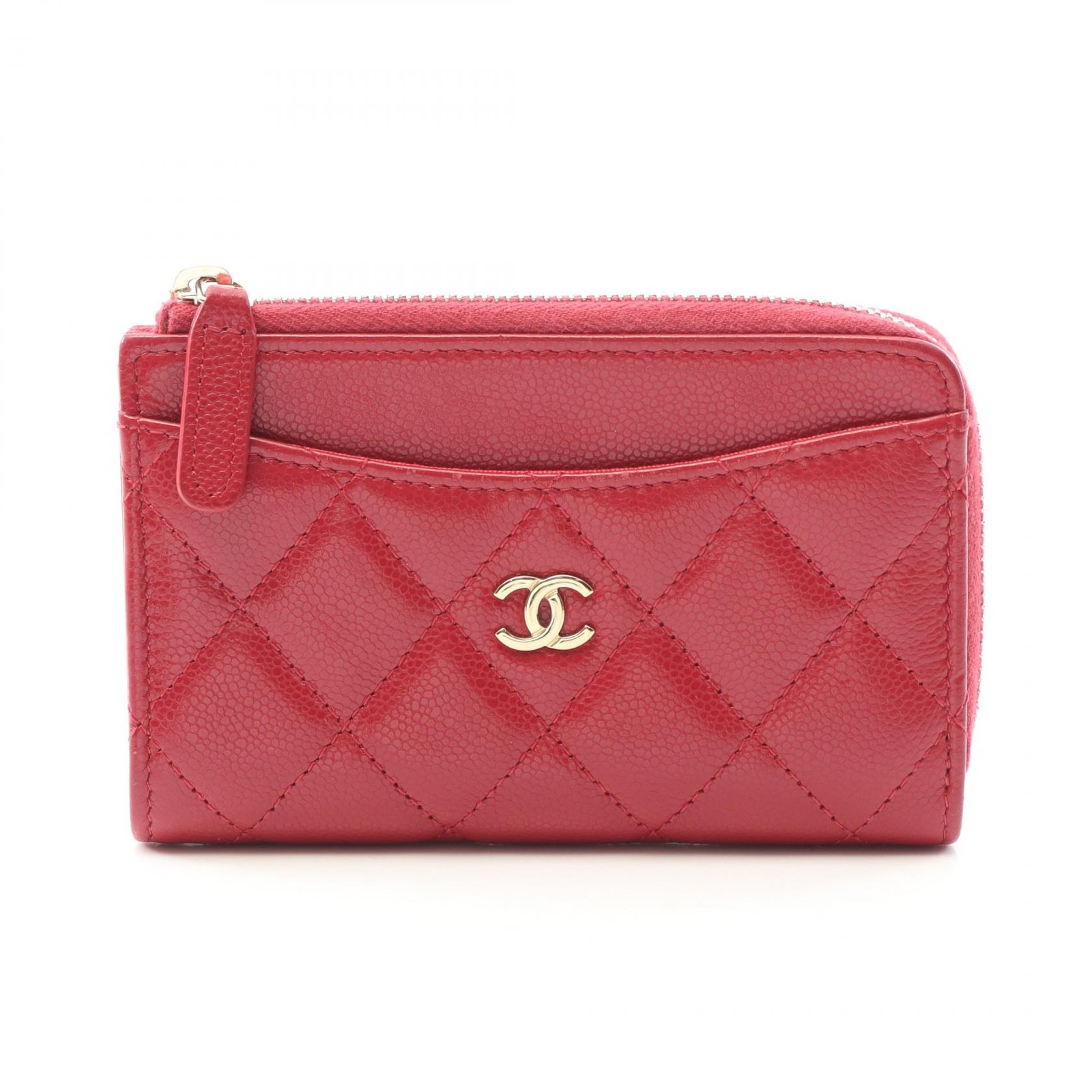 Chanel Magenta Calfskin Matelasse Coin Case Purse with CC Logo