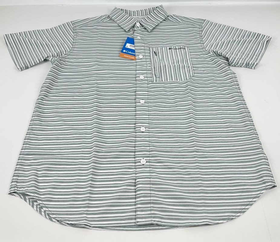 Мужская рубашка Columbia Twisted Creek III с коротким рукавом зеленого цвета-Средний