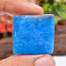 Natural Neon Blue Apatite Loose Gemstone 43 Ct Square Artisan Cabochon 25X24X6mm