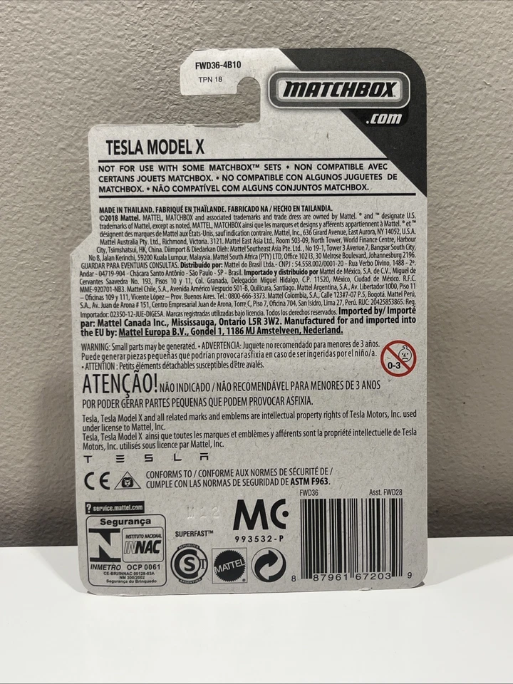 2019 Matchbox Moving Parts Tesla Model X RED MULTI-COAT | A10 - Image 3 of 3