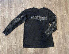 Vtg Harley Davidson Long Sleeve Chrome Flame Biker T-shirt L Black Rare Vtg Harley Davidson Long Sleeve Chrome Flame Biker T-shirt L Black Rare