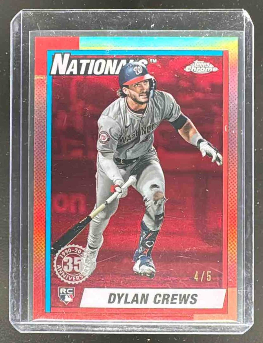 Dylan Crews 2025 Topps Chrome #90CB-16 Red Refractor 1990 Baseball Rookie RC /5