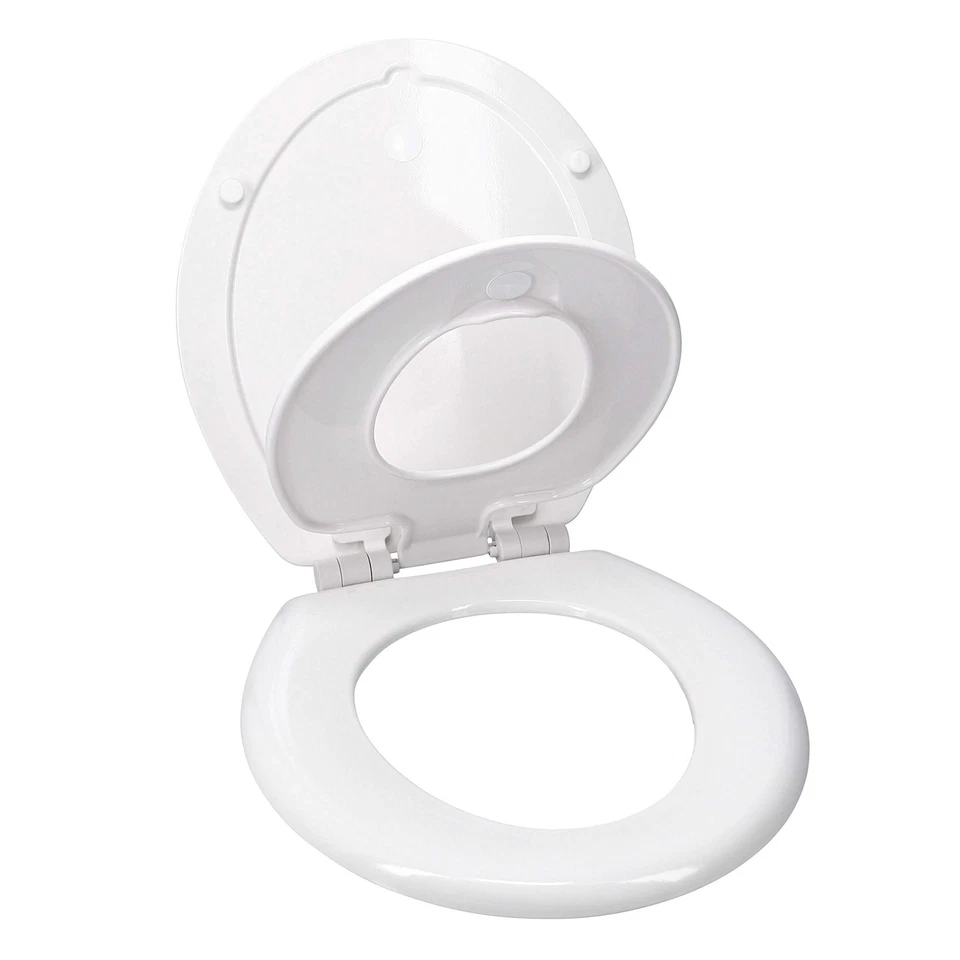 Asiento de inodoro/adulto redondo Idea Factory con bisagras EZ OFF, asiento pequeño incluido Foto 2 de 4
