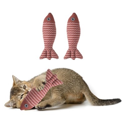 2Pcs Fish Shaped Bite Resistant Catnip Cat Chew Playing Red 21 x 5cm