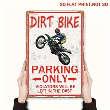 Dirt Bike Parking Only Metal Sign Motocross Fan Man Cave Garage Wall Decoration