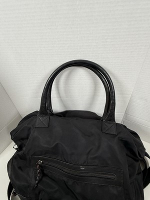 Massimo dutti Black leather Nylon Tote Luggage Overnighter bag