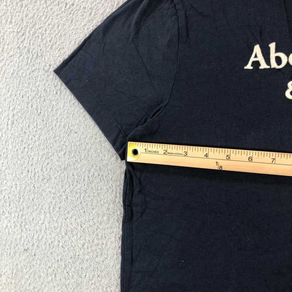 Camisa De Colección Abercrombie & Fitch Para Hombres M Azul Marino Músculo Bordado Logo Nueva York Foto 2 de 4