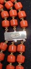 Vtg Robert DeMario 3 Strand Faux Coral 15" Beads Silver Lock Necklace -Gorgeous! — photo 4