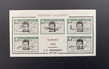 Guernsey Alderney 1965 Europa overprint Remembering J F Kennedy MS MNH