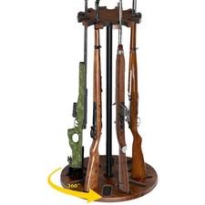 Yoimori Indoor Gun Racks, Rotating Rifle Rack Stand, Heavy Solid Brown