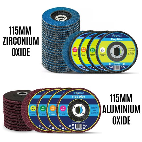 20x Flap Discs 115mm | 40 60 80 120 Grit | Zirconium Oxide Grinding Wheels | 4.5 Inch Sanding Discs