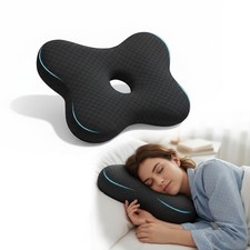 pozico Piercing Pillow for Side Sleepers with Ear Hole – Extra breit, Black
