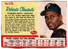 1962 POST CEREAL #173 ROBERTO CLEMENTE RED BORDER VINTAGE HALL OF FAME PIRATES