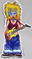 Hip Hop Girl Sticker Urban Fashion Guitar Player Vtg 1999 Brand Imports 4.25x2.5