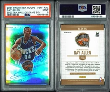 Ray Allen 2021 Panini Hoops Prizm Spectra Hall-of Fame On-Card Auto PSA 9 Bucks