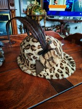 Damen Hut Ozelot Vintage Echtfell Gr.M-L.