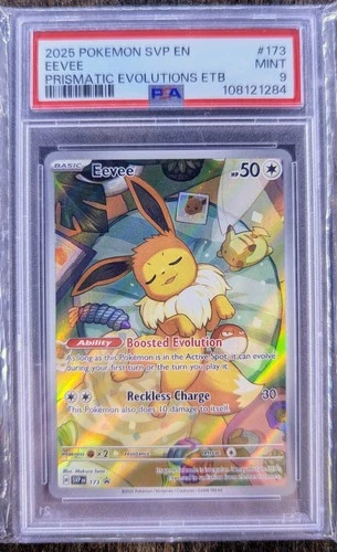 Pokemon TCG: Eevee SVP 173 Black Star Promo Prismatic Evolutions ETB, PSA 9 MINT