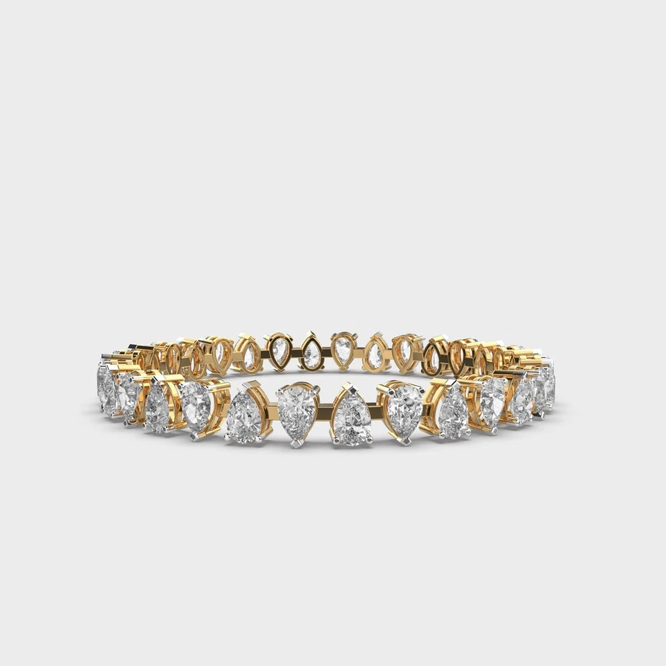 Brazalete de tenis de diamantes cultivados en laboratorio de pera de 8 quilates regalo para boda oro multicolor de 14 k Foto 2 de 4