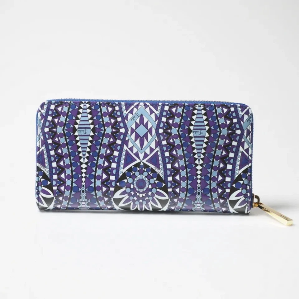 Cartera Larga Emilio Pucci Cremallera Redonda Patrón Pucci Azul x Púrpura Buen Estado Foto 4 de 4